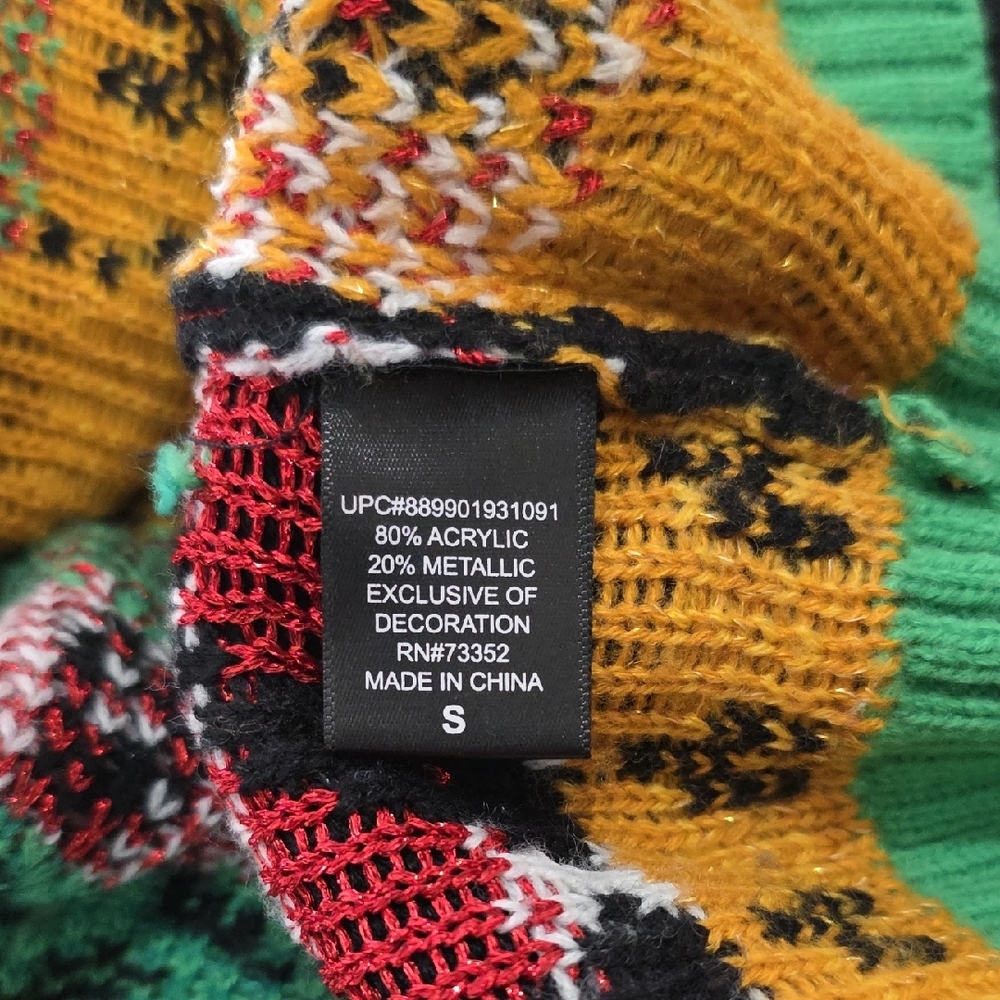 33 Degrees Ugly Christmas Sweater Unisex Small Black Green Holiday Knit Pullover - Picture 6 of 6